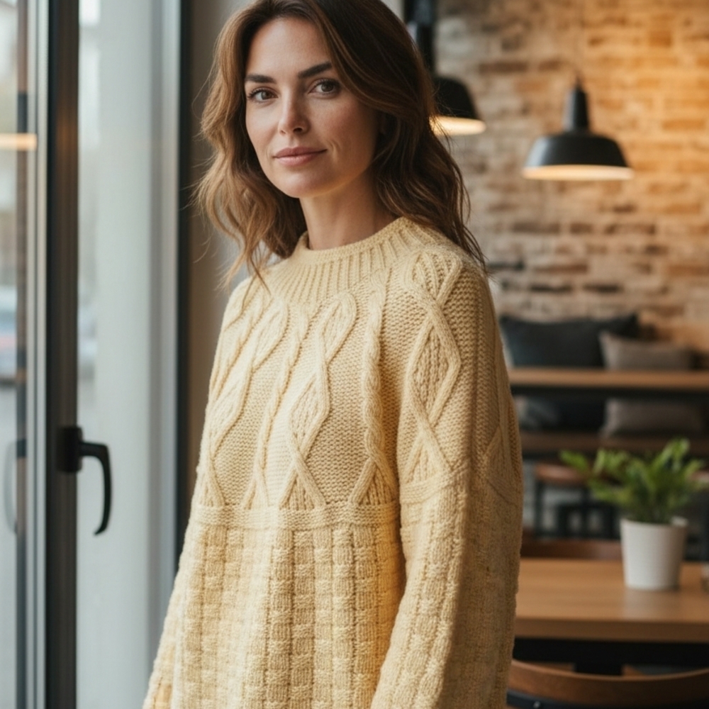 Cozy Yellow Cable Knit Sweater